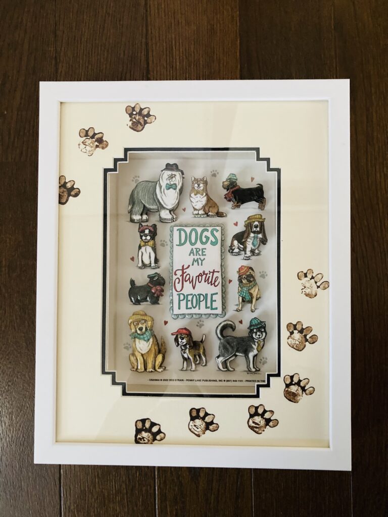 「DOGS  ARE  MY  Favorite  PROPLE」のシャドーボックス作品