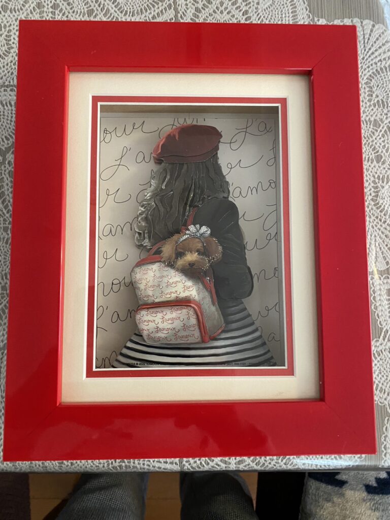 「赤いベレー帽の女の子」のシャドーボックス作品