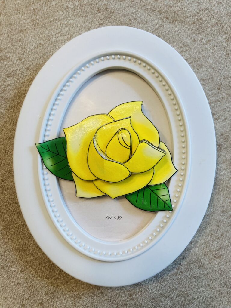 「黄色のバラ」のシャドーボックス作品