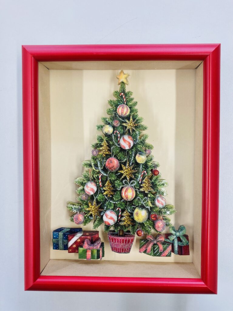 「クリスマスツリー」のシャドーボックス作品
