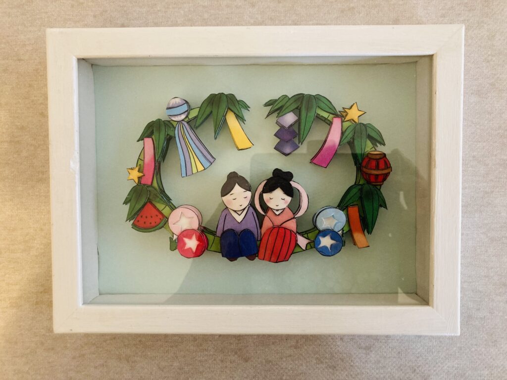 「七夕リース」のシャドーボックス作品
