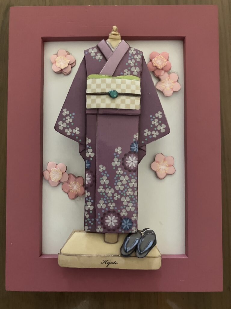 「簡単プリント　民族衣装　京都」シャドーボックス作品