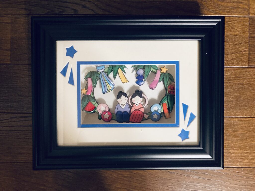 「七夕リース」のシャドーボックス作品