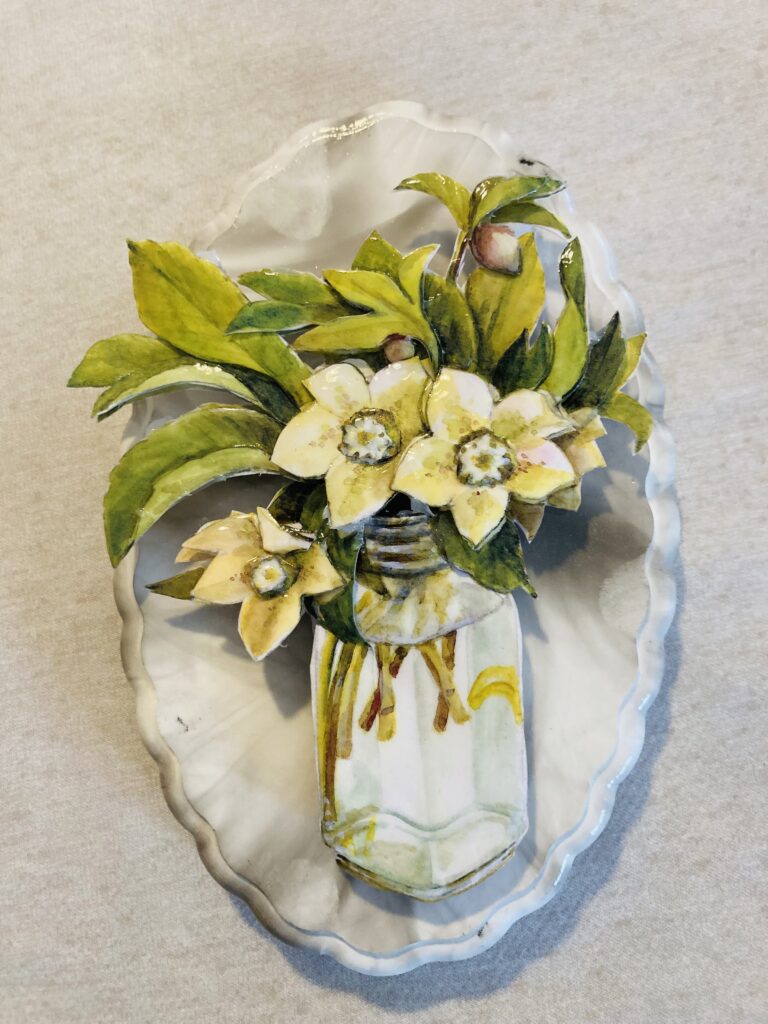 「花瓶の花」のシャドーボックス作品