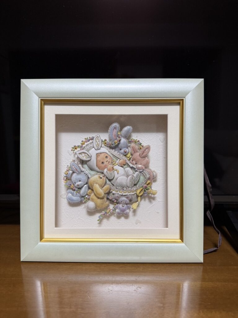 「Happy new baby」のシャドーボックス作品