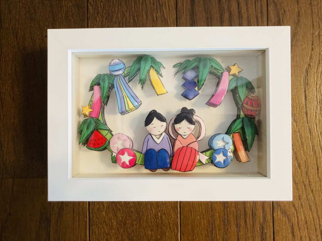 「七夕リース」のシャドーボックス作品