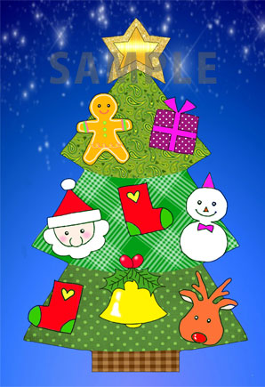 クリスマスツリー（F額用）8×10inch4枚1セット説明書付き　1600円