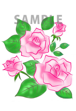 ピンクの薔薇   B6サイズ(C額)5枚1セット説明書付1500円